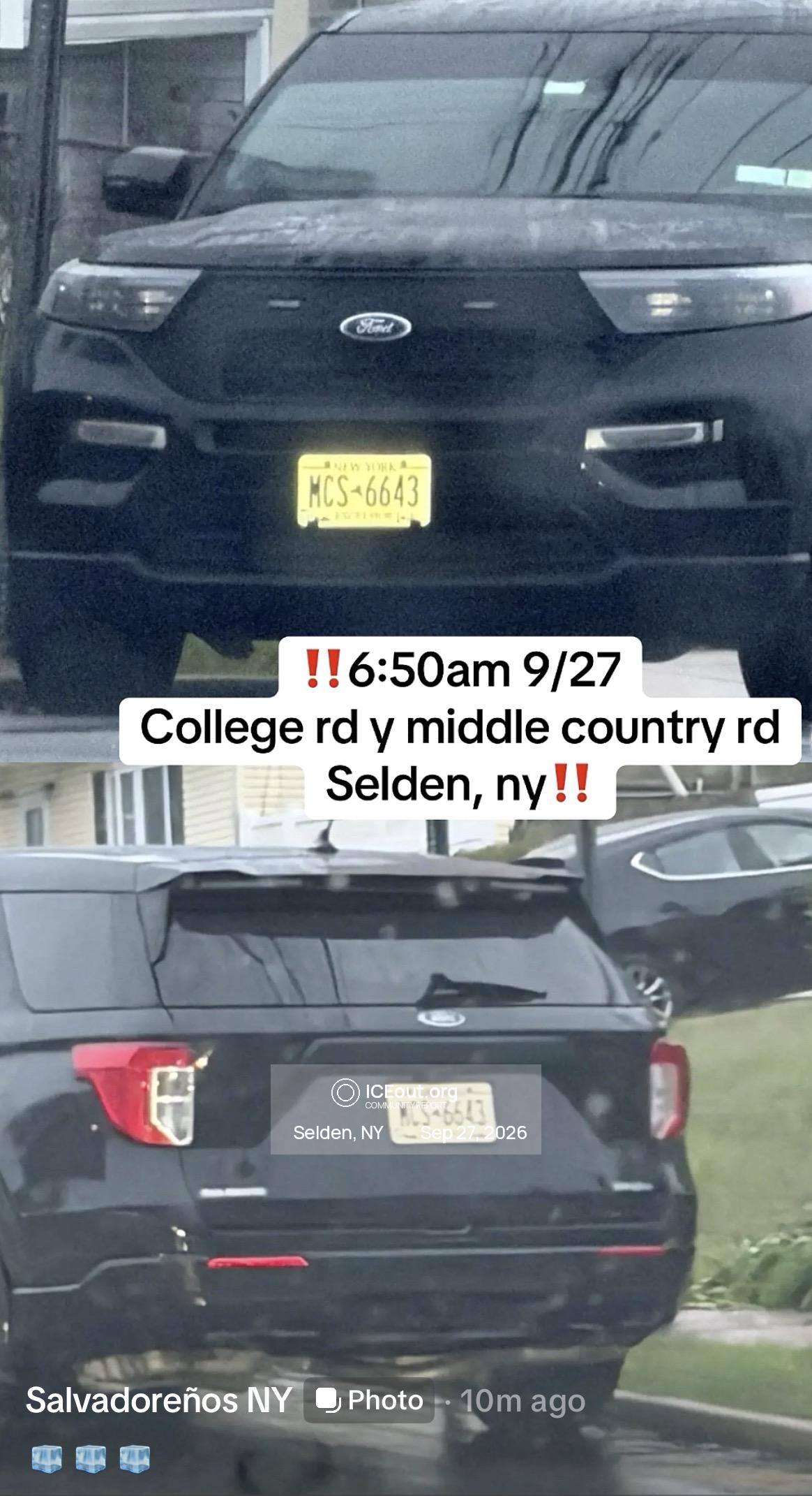 ICE 目击报告现场图片 · 37 College Rd, Selden, NY 11784, USA；College Rd & Middle Country Rd, Selden, NY, USA